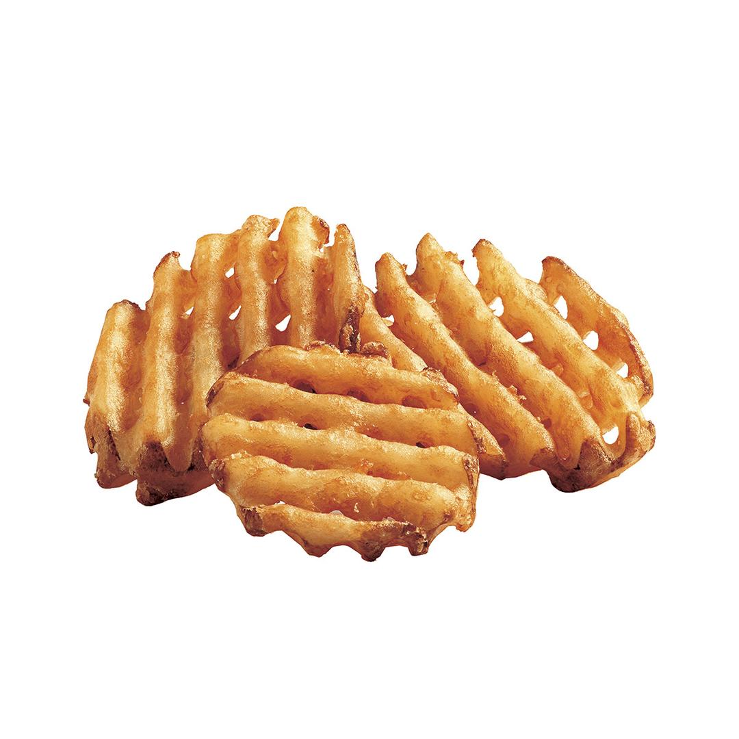 Papas a la francesa con cobertura con cerveza corte lattice, con cáscara