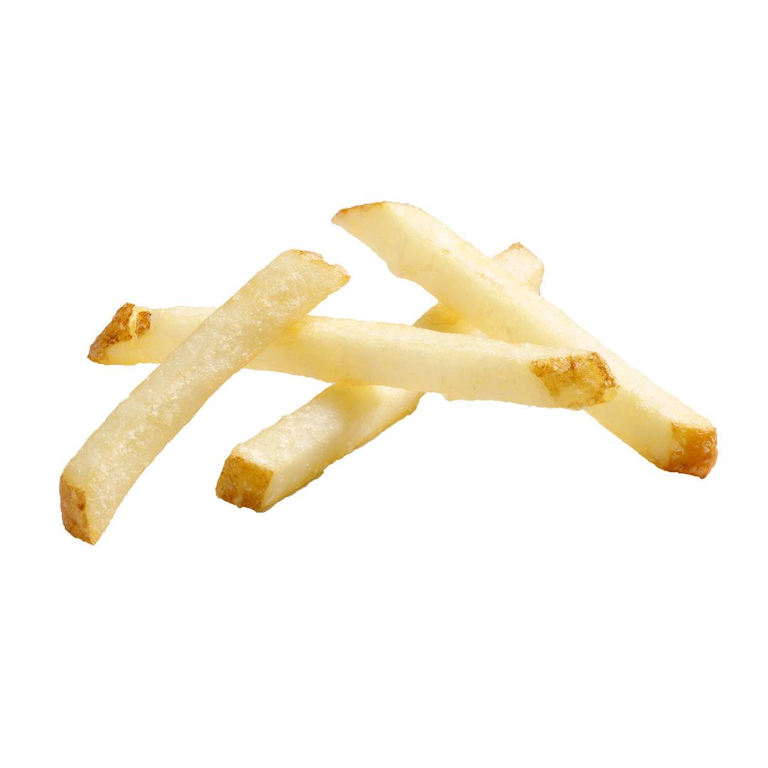 Papas a la francesa corte recto con cobertura transparente, con cáscara